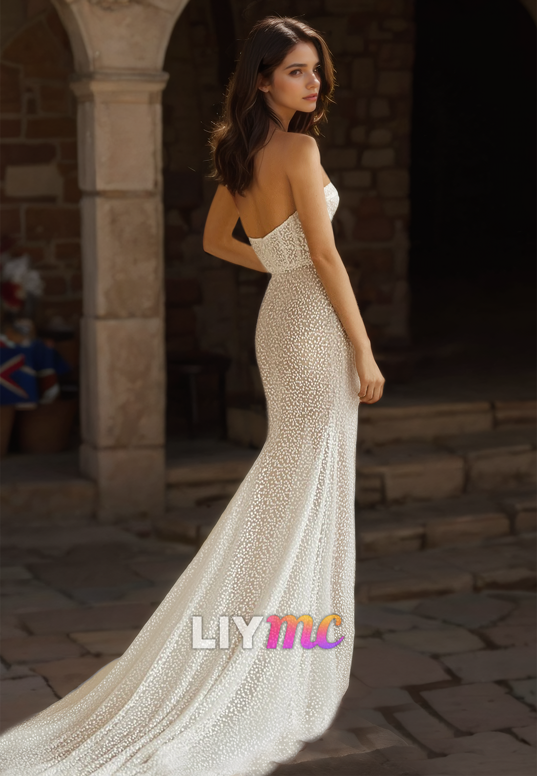 Sweetheart Sleeveless Tulle Side Slit Sheath Beach Wedding Dress