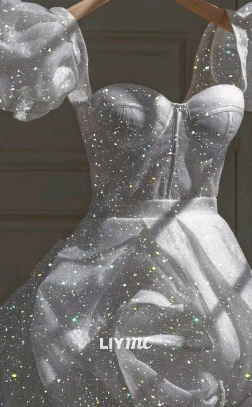 LY286 - Sweetheart Sleeves Sparkly Sheer A-Line Short Homecoming Dress Liymc LY286 - Sweetheart Sleeves Sparkly Sheer A-Line Short Homecoming Dress Liymc