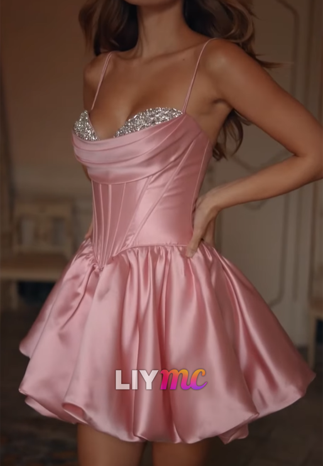 Sweetheart Spaghetti Straps Beaded A-Line Party Homecoming Dress