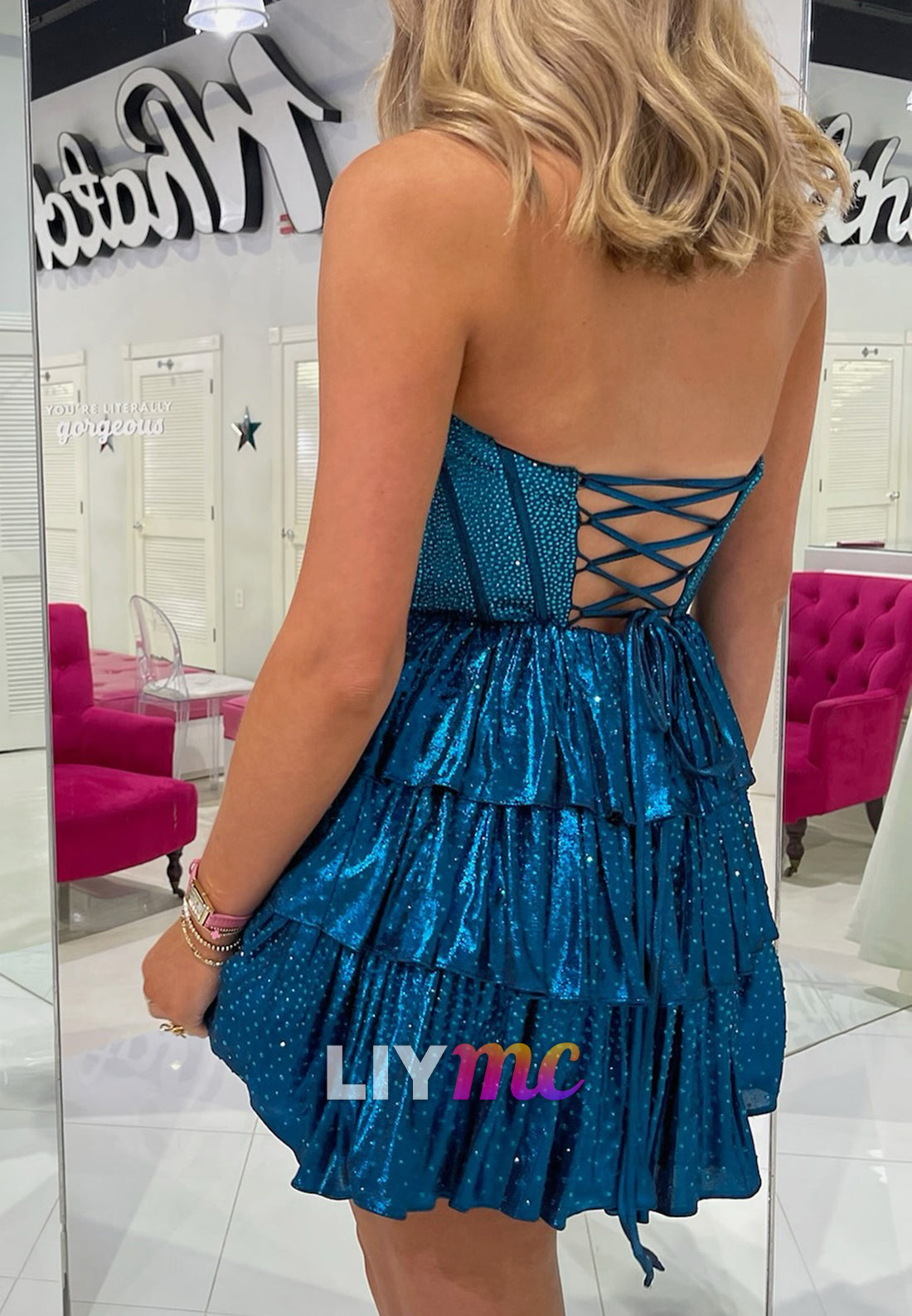 Sweetheart Sparkly Tiered A-Line Party Homecomimg Dress