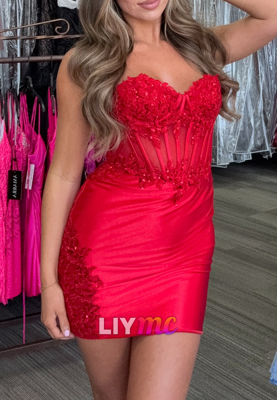 Sweetheart Strapless Appliques Sheath Party Homecoming Dress