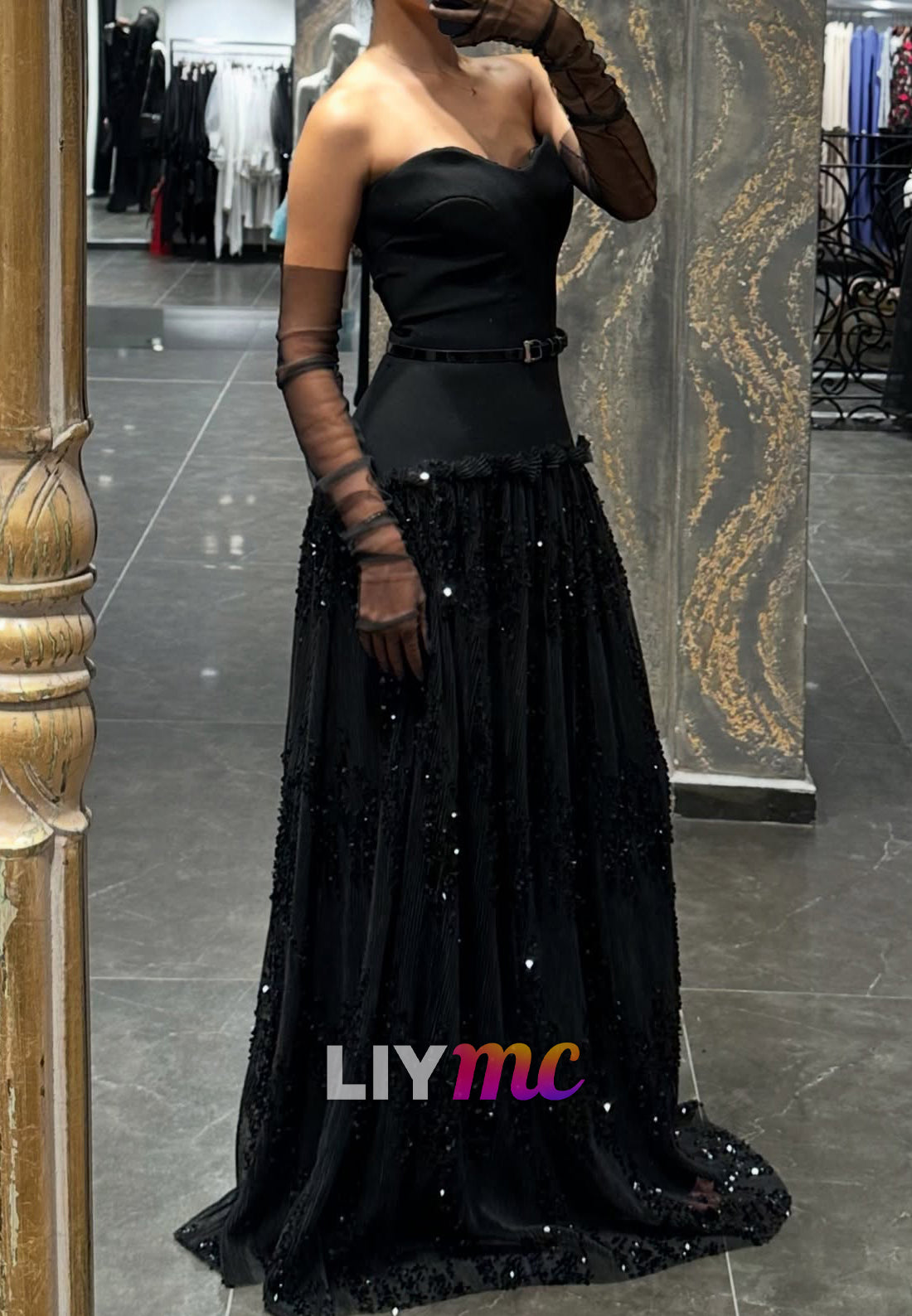 Sweetheart Strapless Beaded Embroidery A-Line Formal Dress