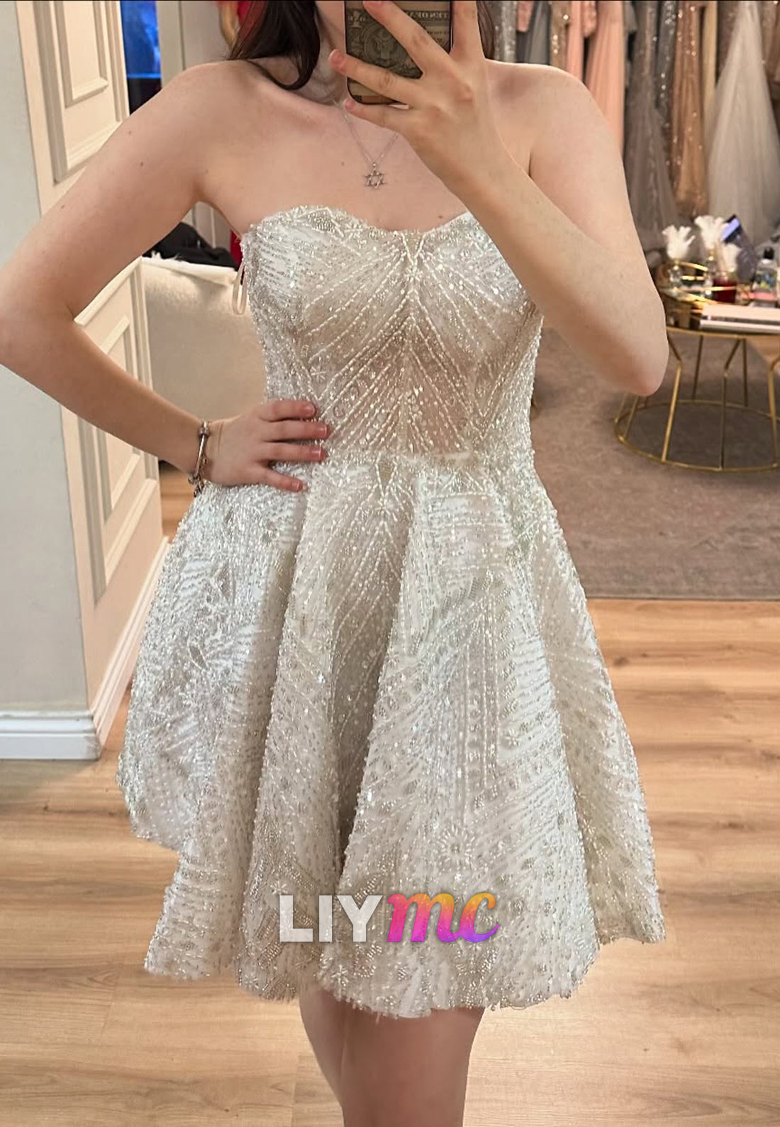 Sweetheart Strapless Beaded Embroidery A-Line Party Homecoming Dress