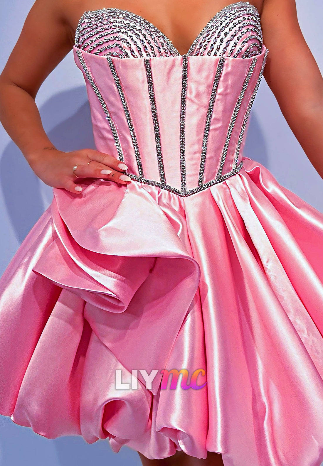 Sweetheart Strapless Beaded Pleated A-Line Party Homecoming Dress