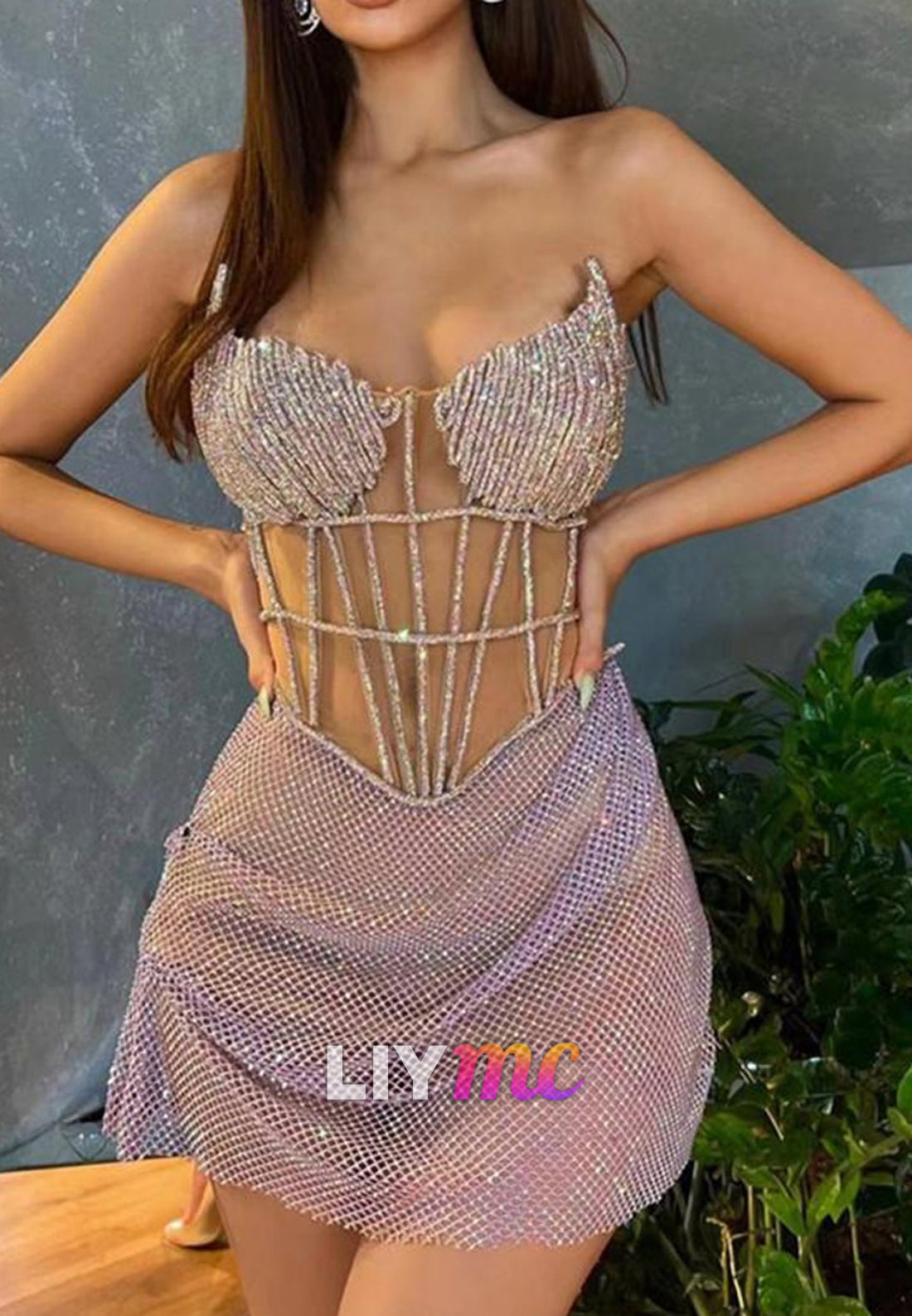 Sweetheart Strapless Beaded Sparkly Sheath Party Homecoming Dress