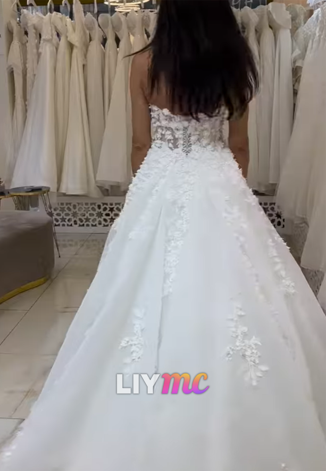 Sweetheart Strapless Floral Embellished A-Line Wedding Dress