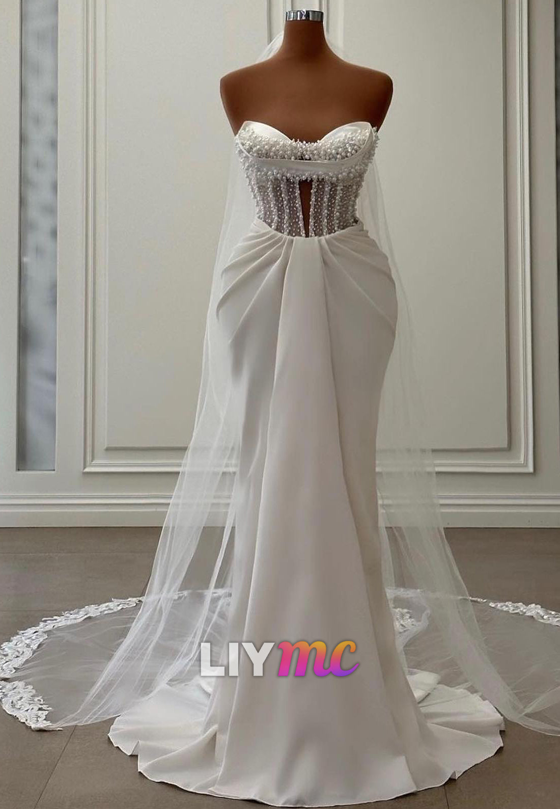Sweetheart Strapless Pearl Mermaid Wedding Dress