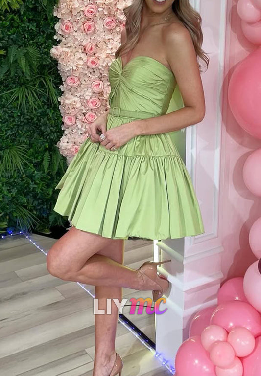 Sweetheart Strapless Pleated A-Line Homecoming Dress