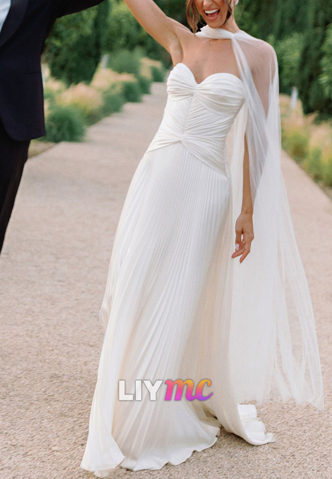 Sweetheart Strapless Pleated A-Line Simple Wedding Dress