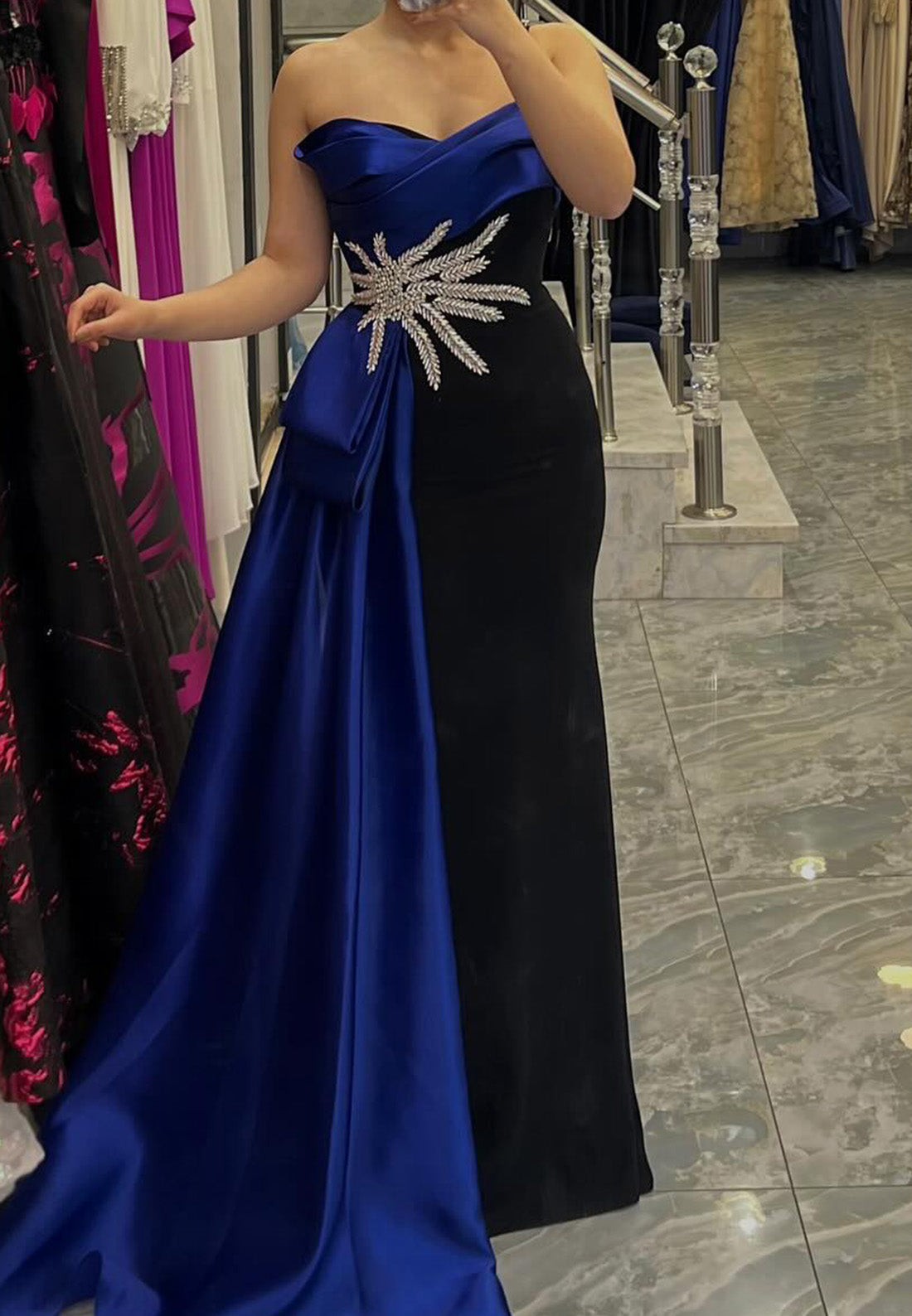 Sweetheart Strapless Pleated Beaded Evening Dress Sheath Mother of Bride Dress