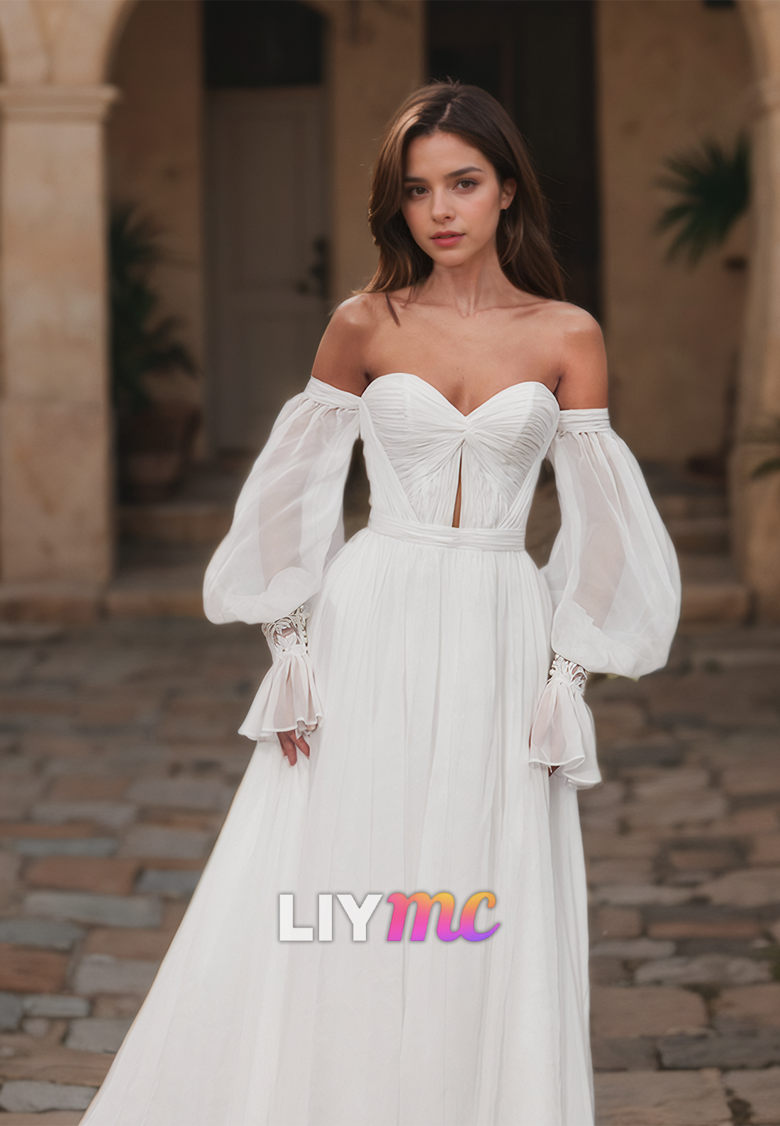 Sweetheart Strapless Pleated Illusion A-Line Beach Wedding Dress