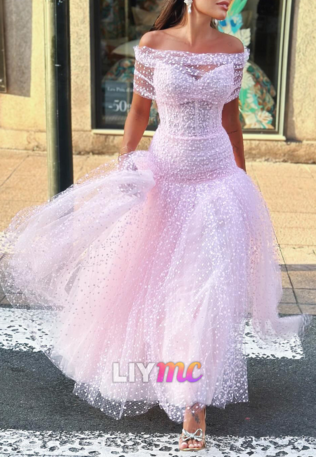 Sweetheart Strapless Pleated Tulle A-Line Midi Prom Dress