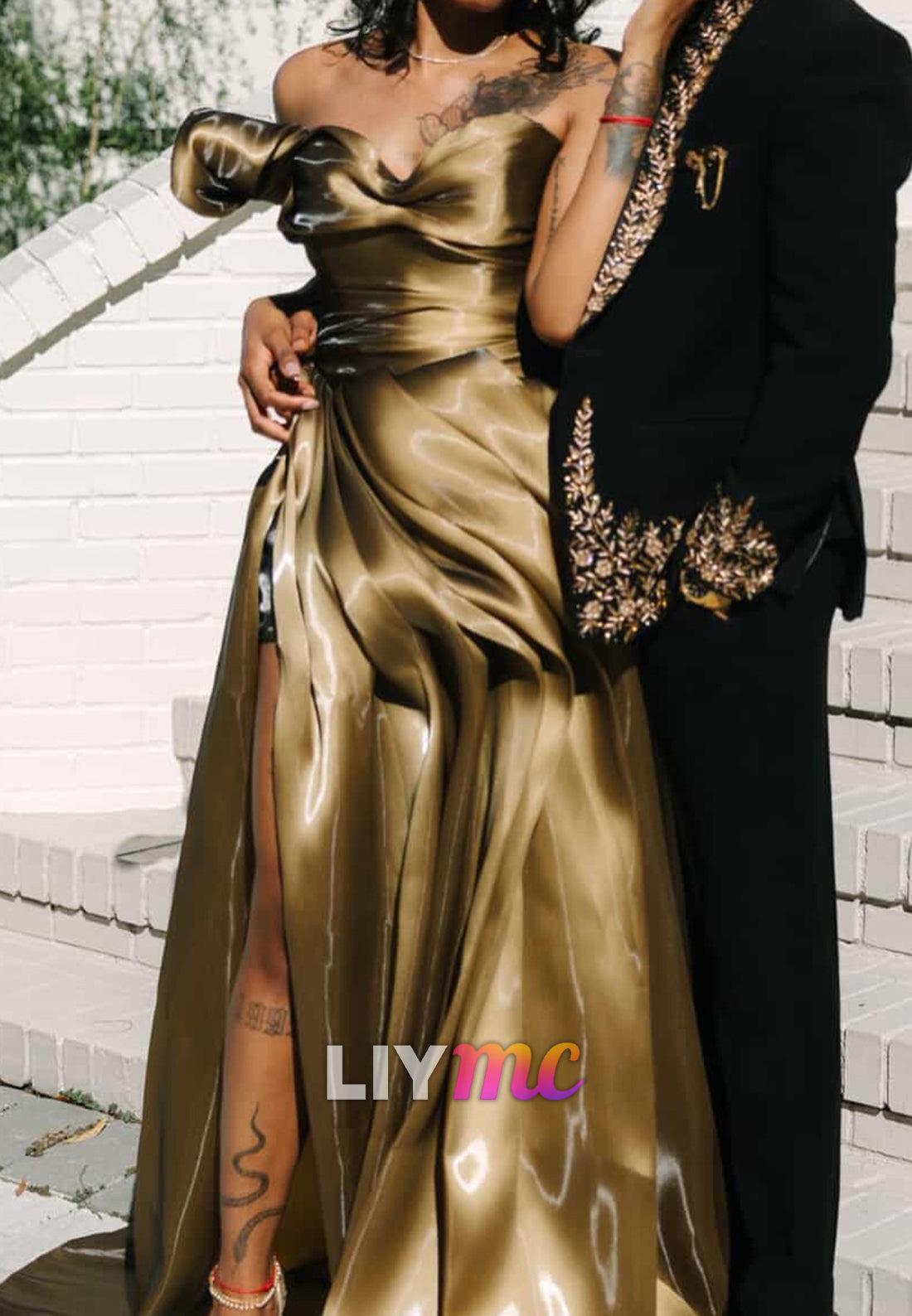 Sweetheart Strapless Sleek Side Slit A-Line Prom Dress