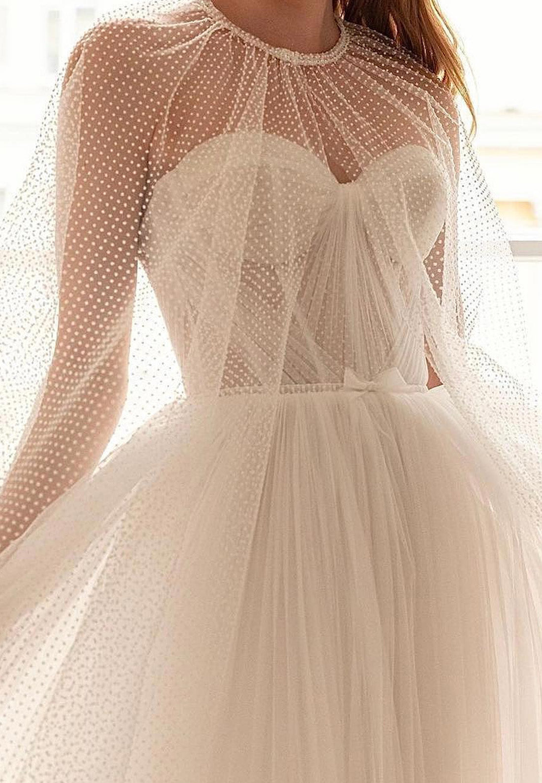 Sweetheart Strapless Tulle Pleated Midi A-Line Wedding Dress