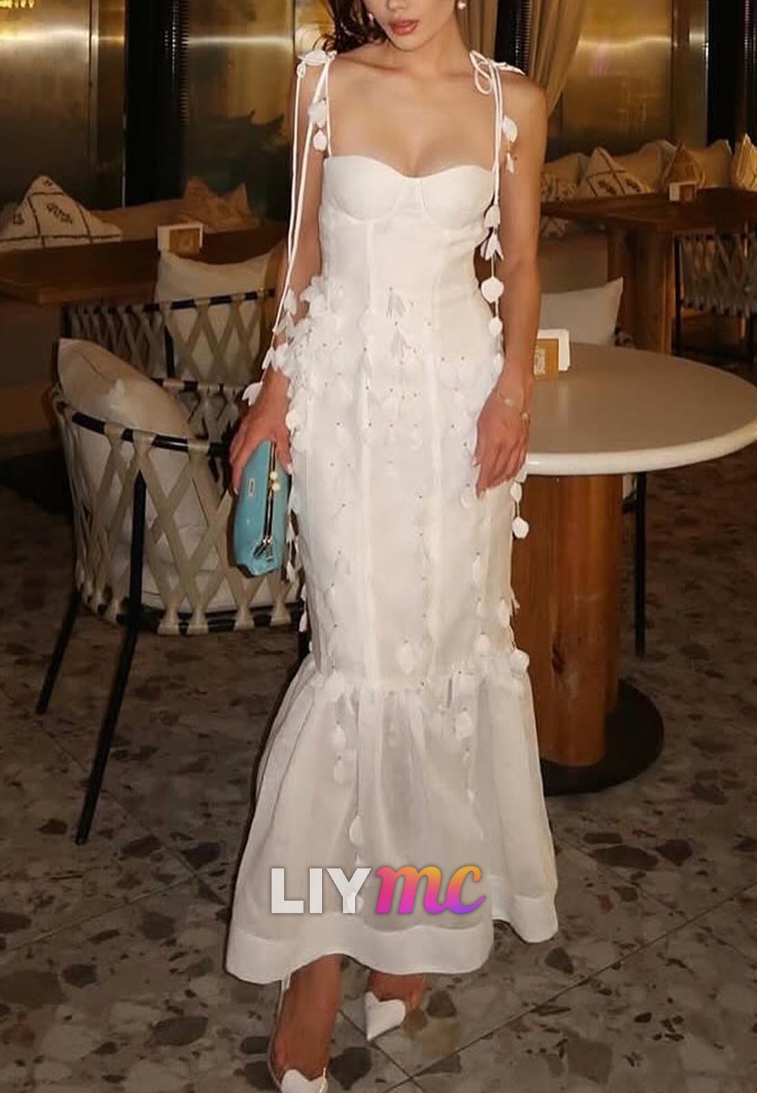 Sweetheart Straps 3D Floral Mermaid Wedding Guest Dresss