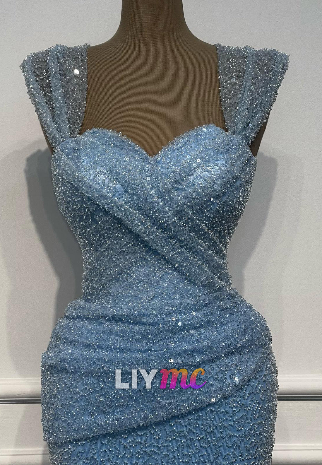 Sweetheart Straps Beaded Embroidery Pleated Mermaid Prom Dress