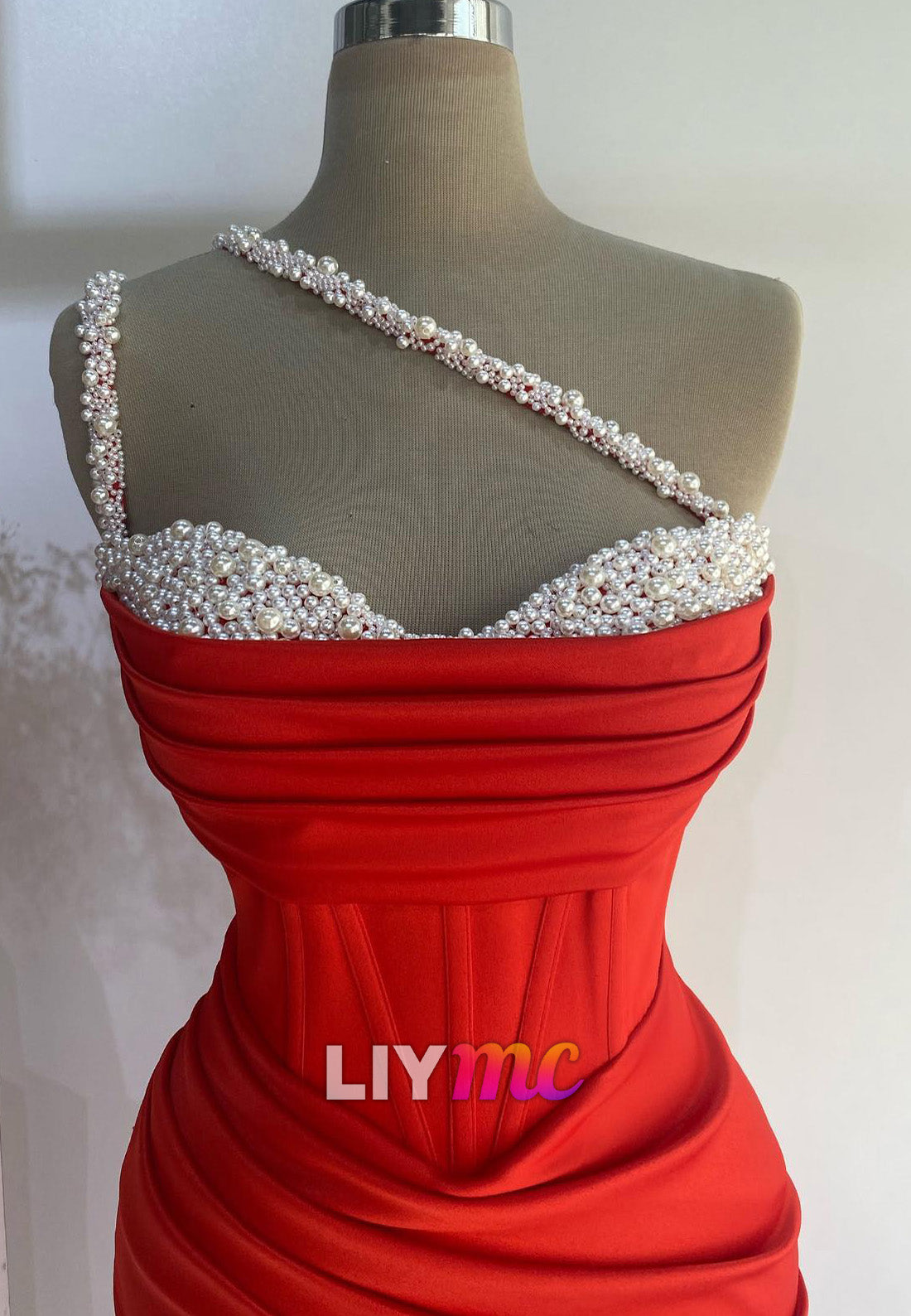 Sweetheart Straps Beaded Pleated Sheath Prom Dress