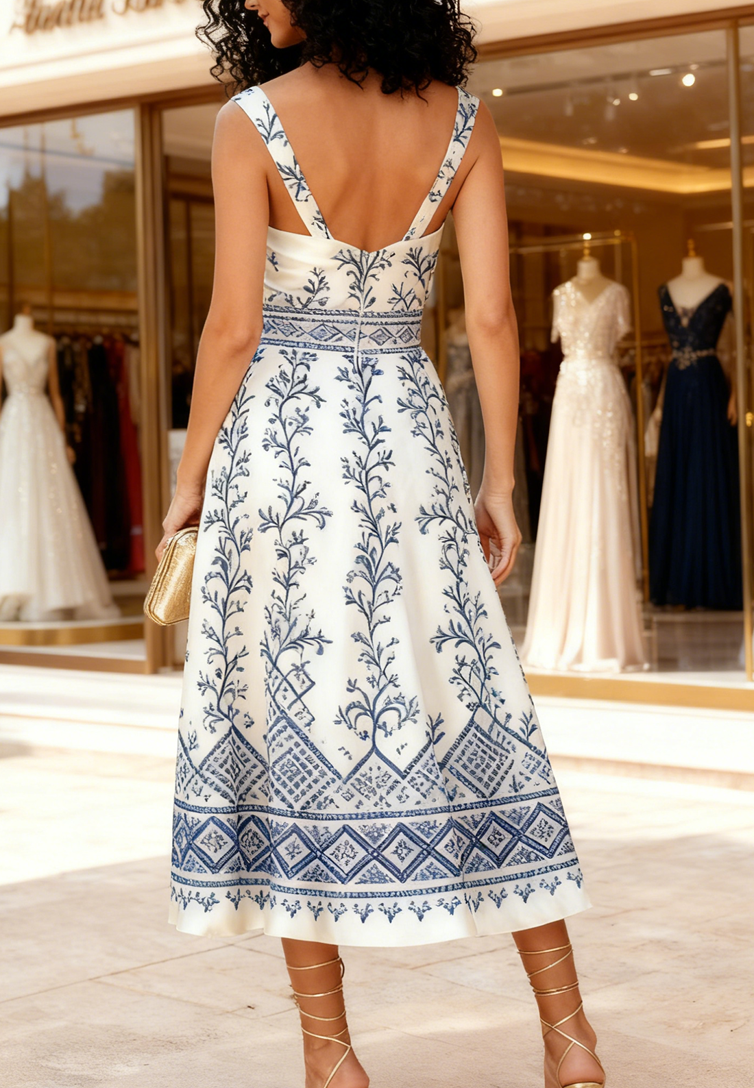 Sweetheart Straps Floral Printed A-Line Mother of Bride Dress