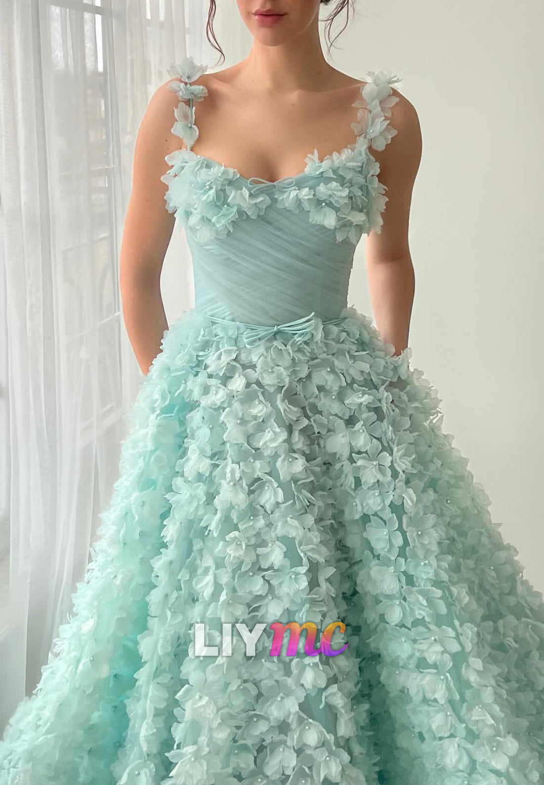 Sweetheart Straps Pleated Ball Gown Prom Dress