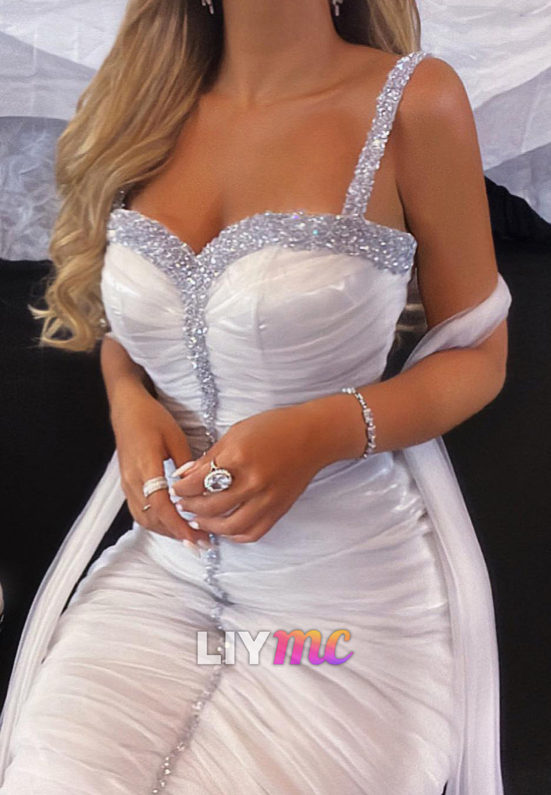 Sweetheart Straps Pleated Mermaid Evening Dress with Beading