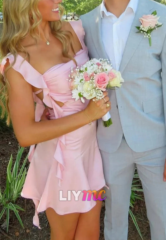 Sweetheart Straps Sleek Ruffles A-Line Party Homecoming Dress