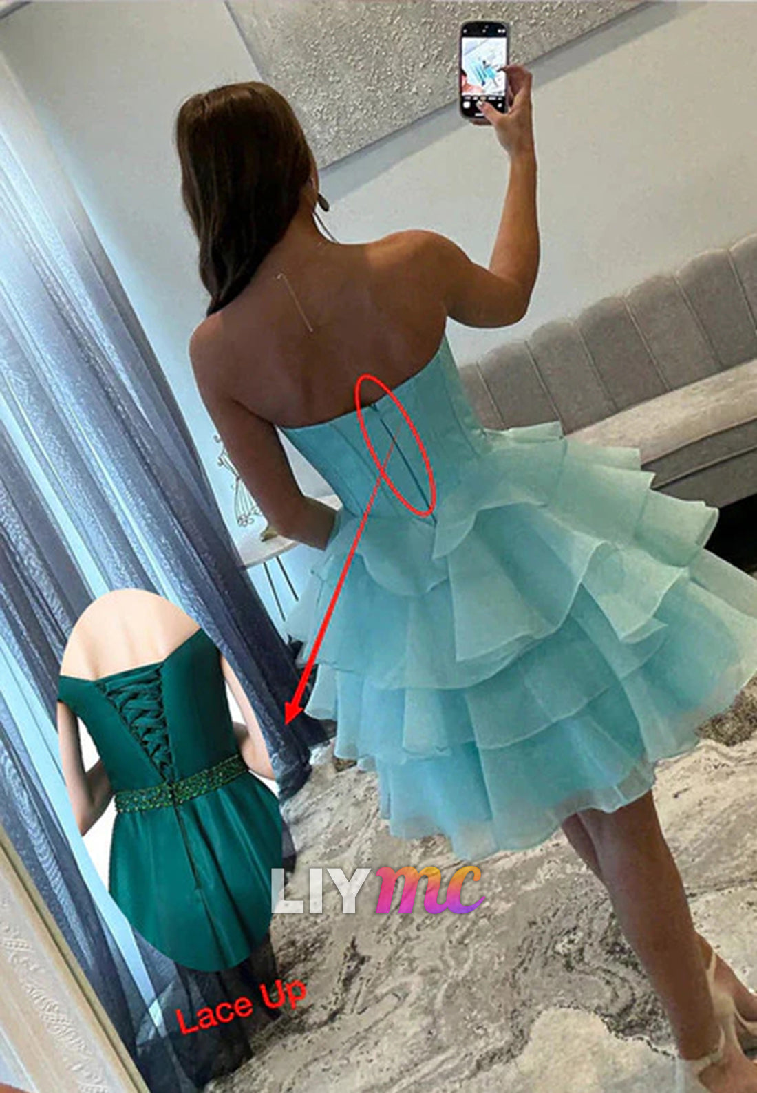 Sweetheart Tiered Beaded A-Line Homecoming Dress