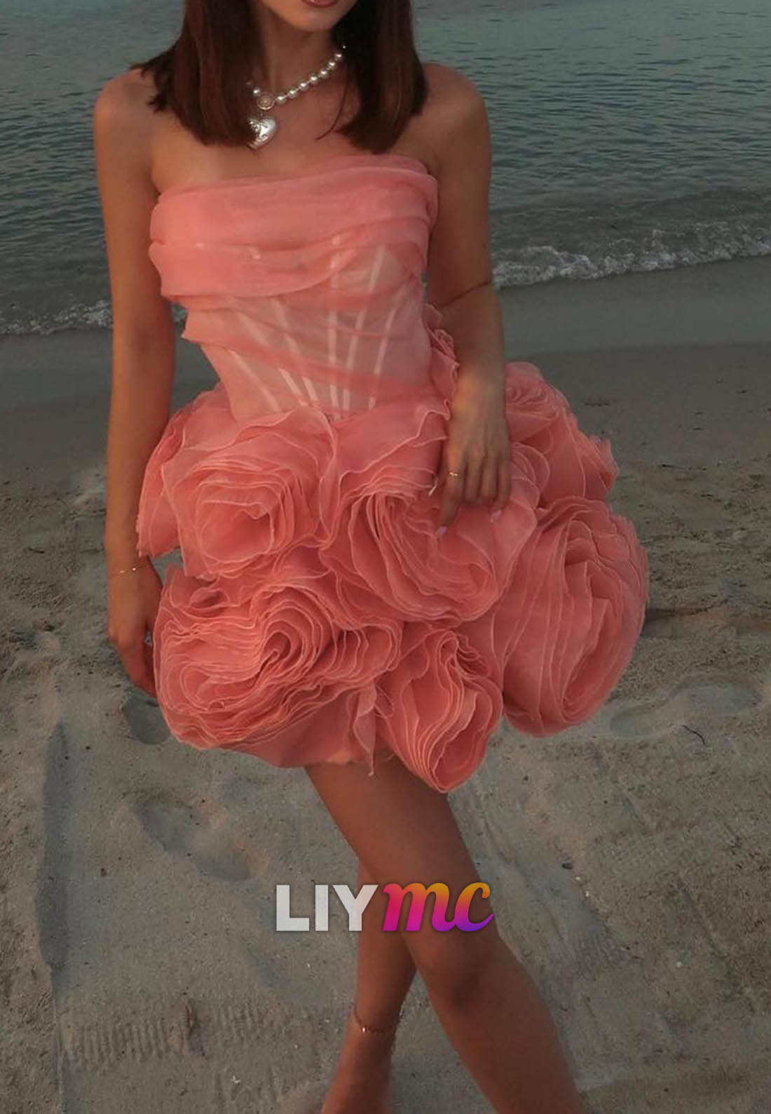 Sweetheart Tulle 3D Floral Ball Gown Party Homecoming Dress