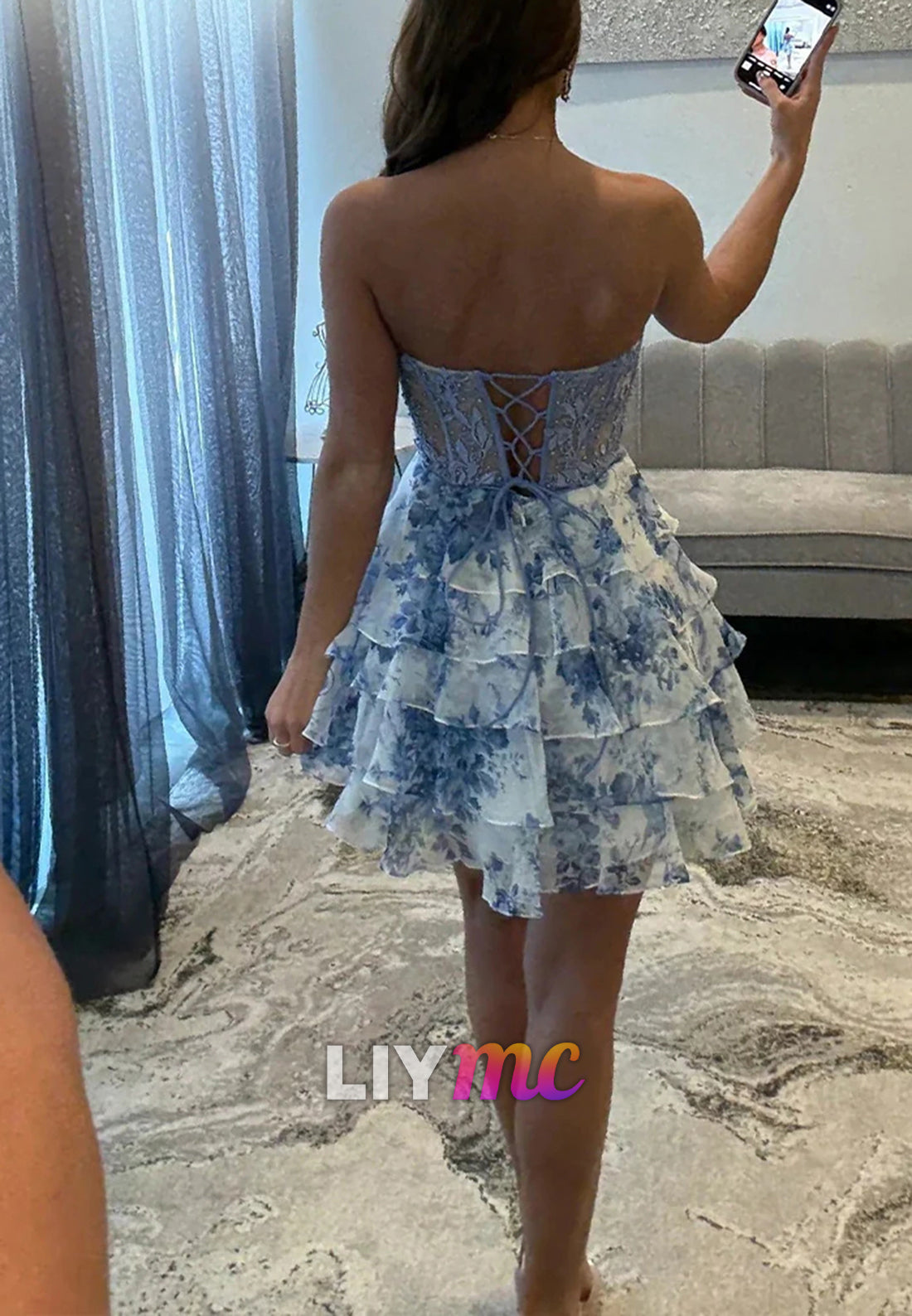 Sweethheart Appliques Tiered A-Line Short Homecoming Dress