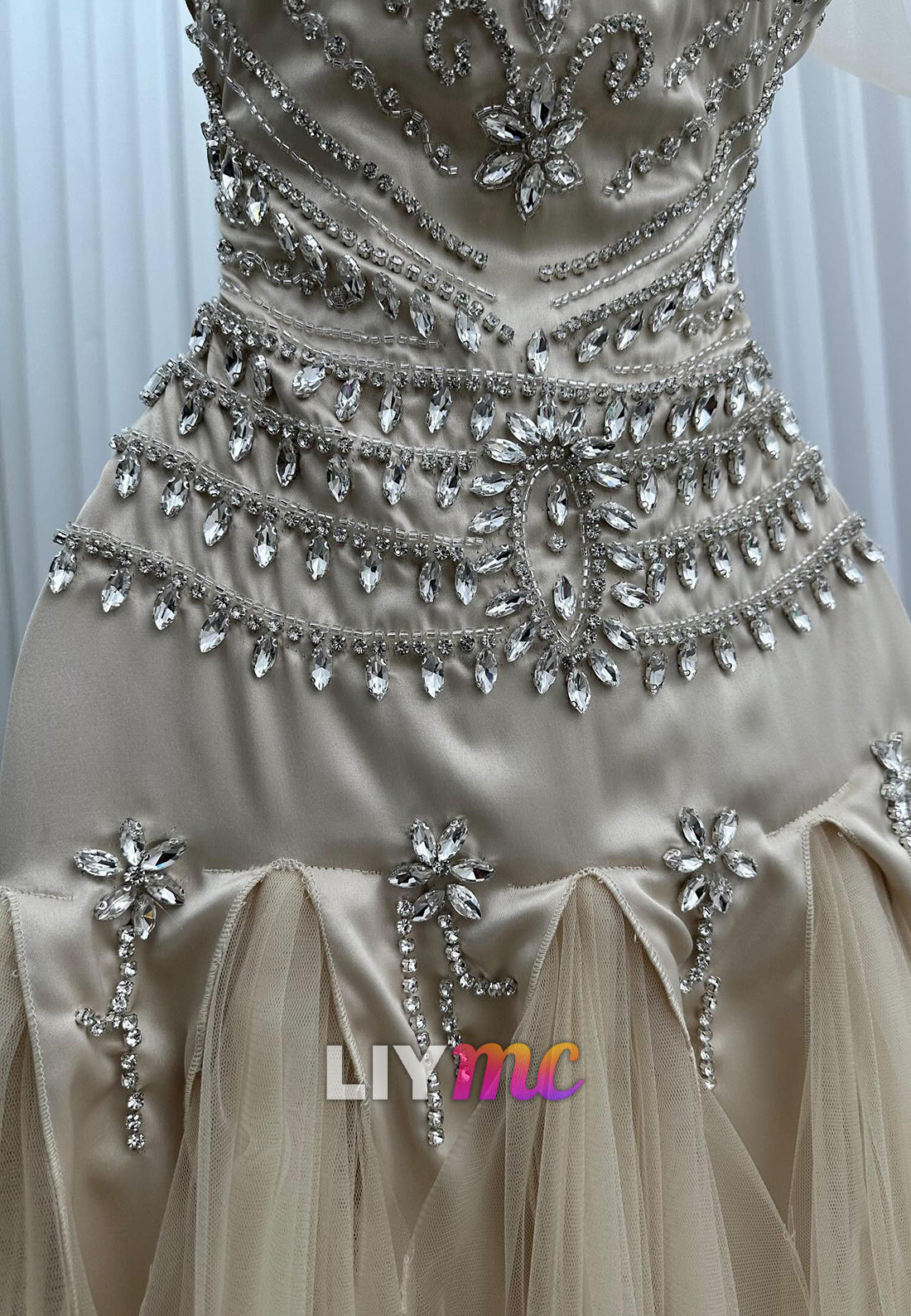 Sweetheart Cap Sleeves Beaded Tulle A-Line Prom Dress