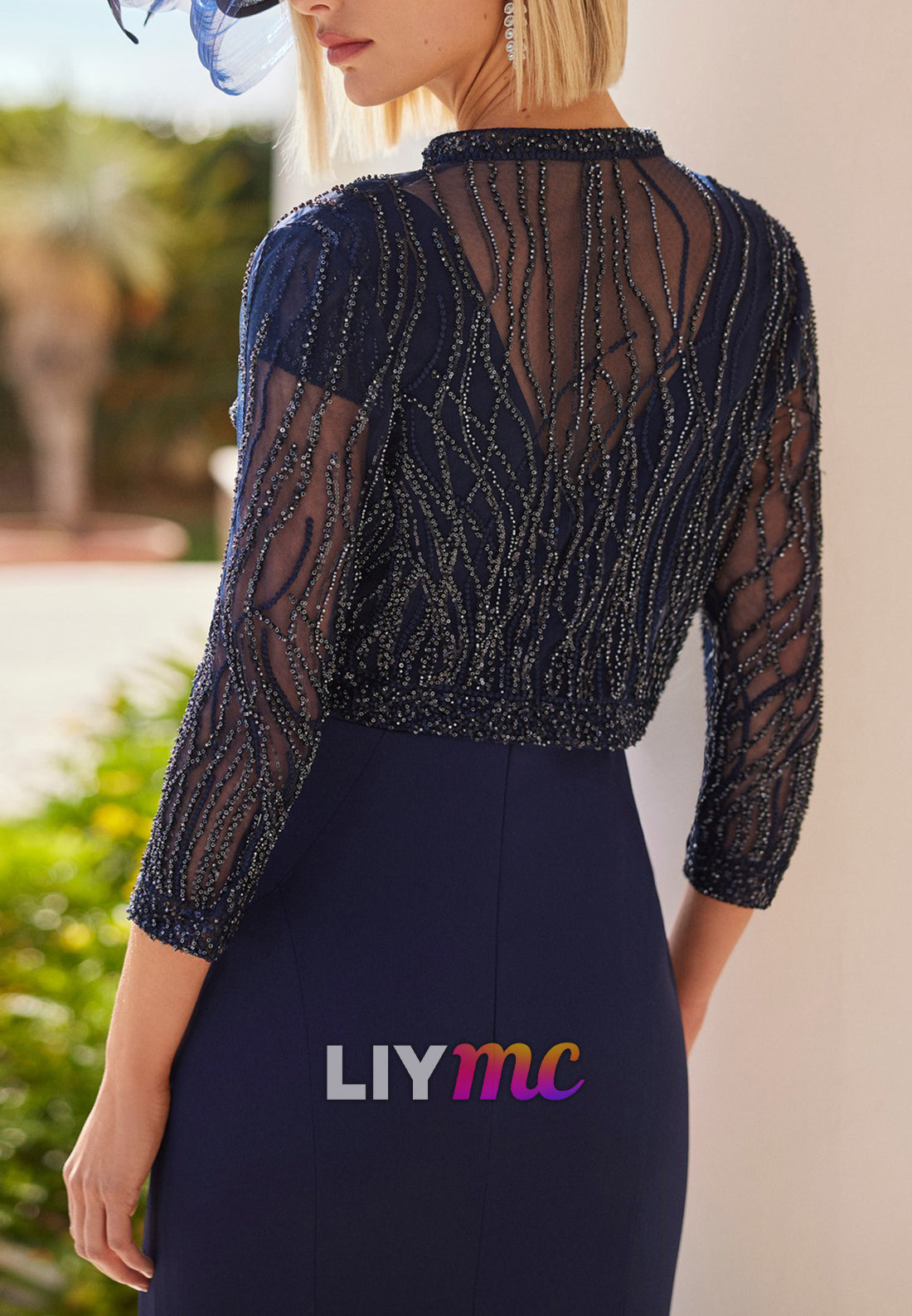 Two Piece Scoop Cap Sleeves Mermaid Mother of Bride Dress