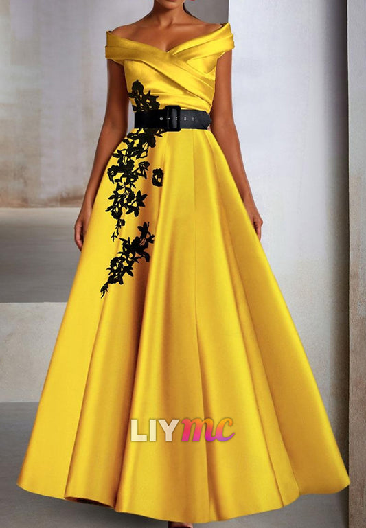 V-Neck Sleeveless Appliques A-Line Mother of Bride Dresss