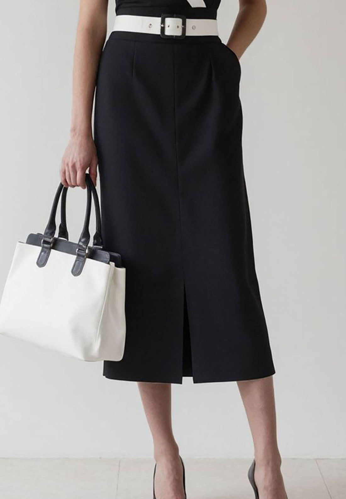 V-Neck Cap Sleeves Belted Work Bussiness Midi Dress