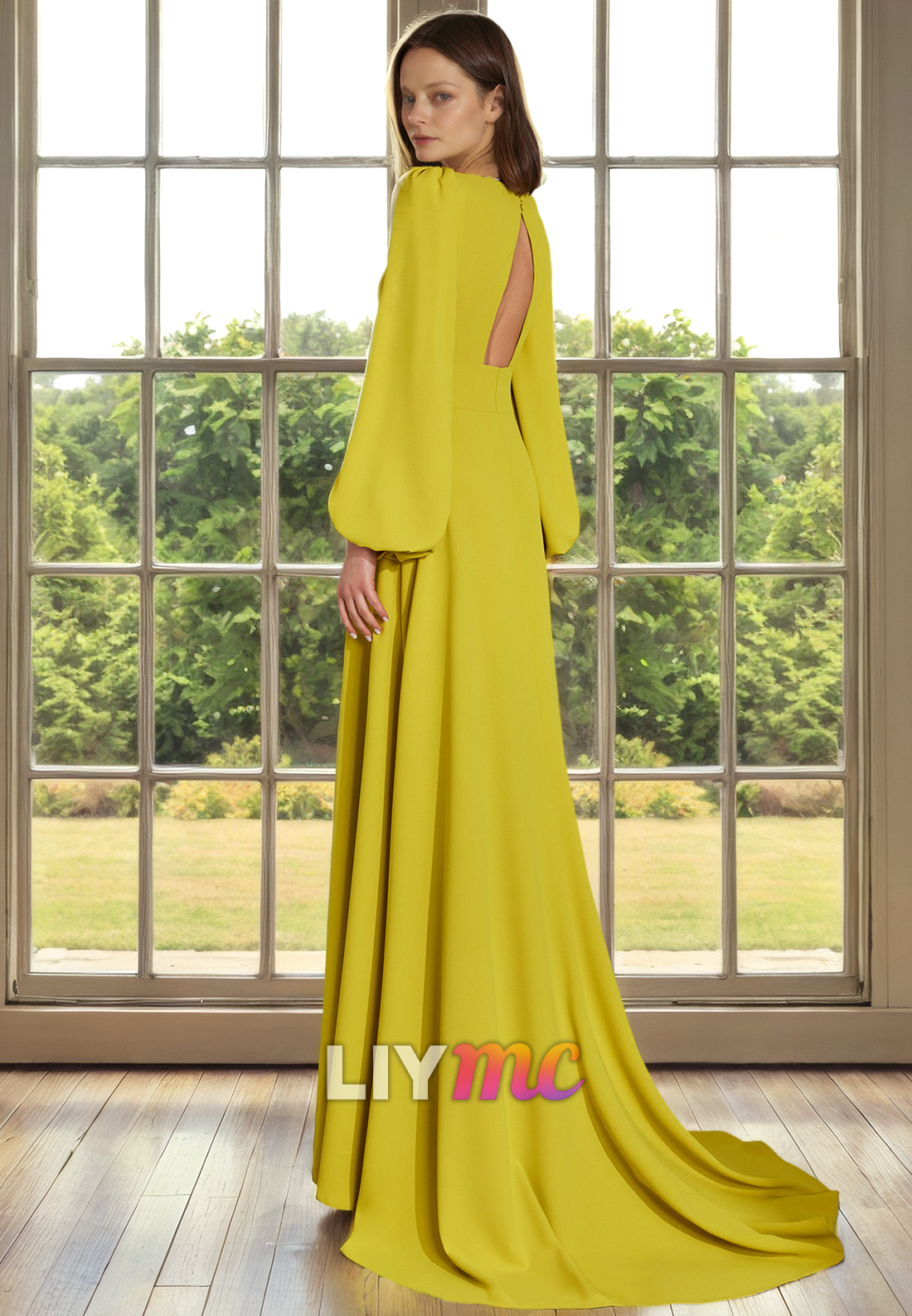 V-Neck Long Sleeves A-Line Mother of Bride Dress Cocktail Dress