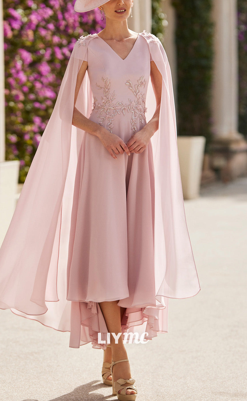 M1209 - V-Neck Long Sleeves Appliques A-Line Chiffon Mother of Bride D Liymc M1209 - V-Neck Long Sleeves Appliques A-Line Chiffon Mother of Bride D Liymc