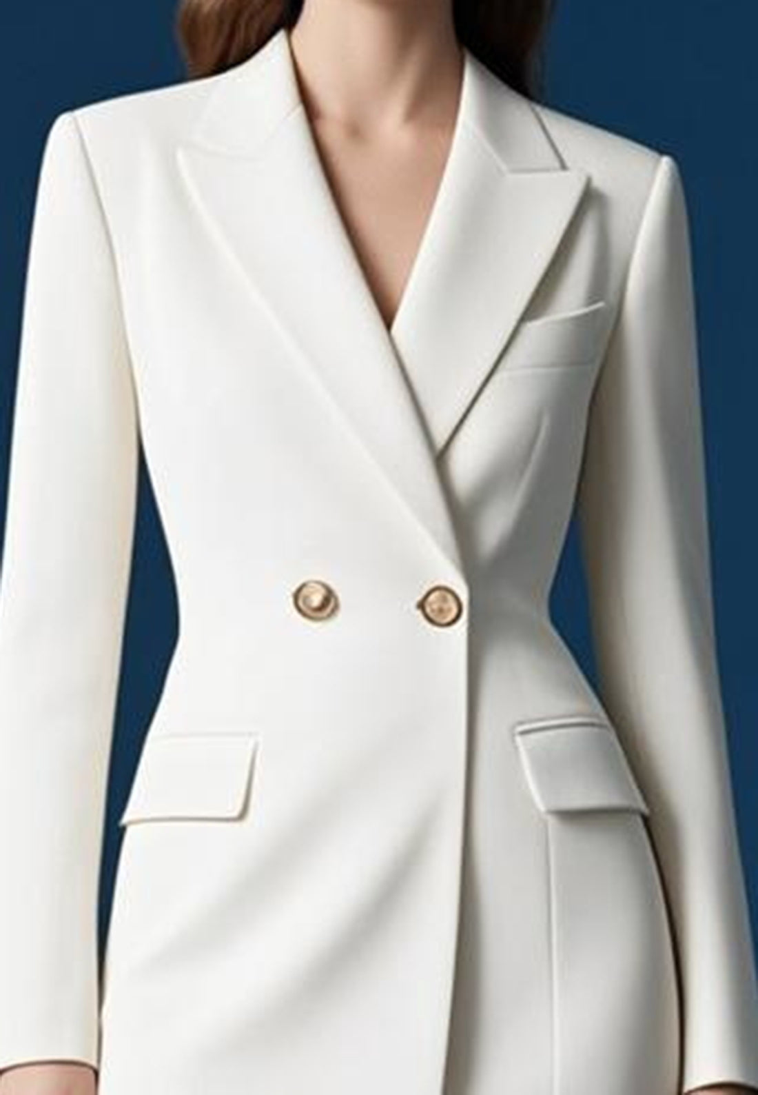 V-Neck Long Sleeves Blazer Button Sheath Work Dress