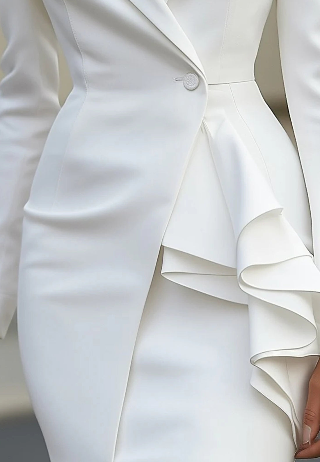 V-Neck Long Sleeves Ruffled Sheath Short Blazer Dress