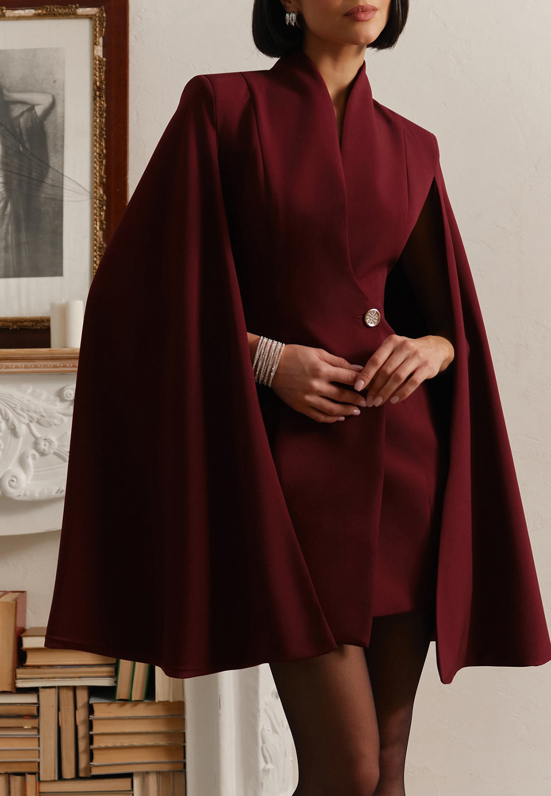 V-Neck Long Sleeves Sheath Short Work Dress