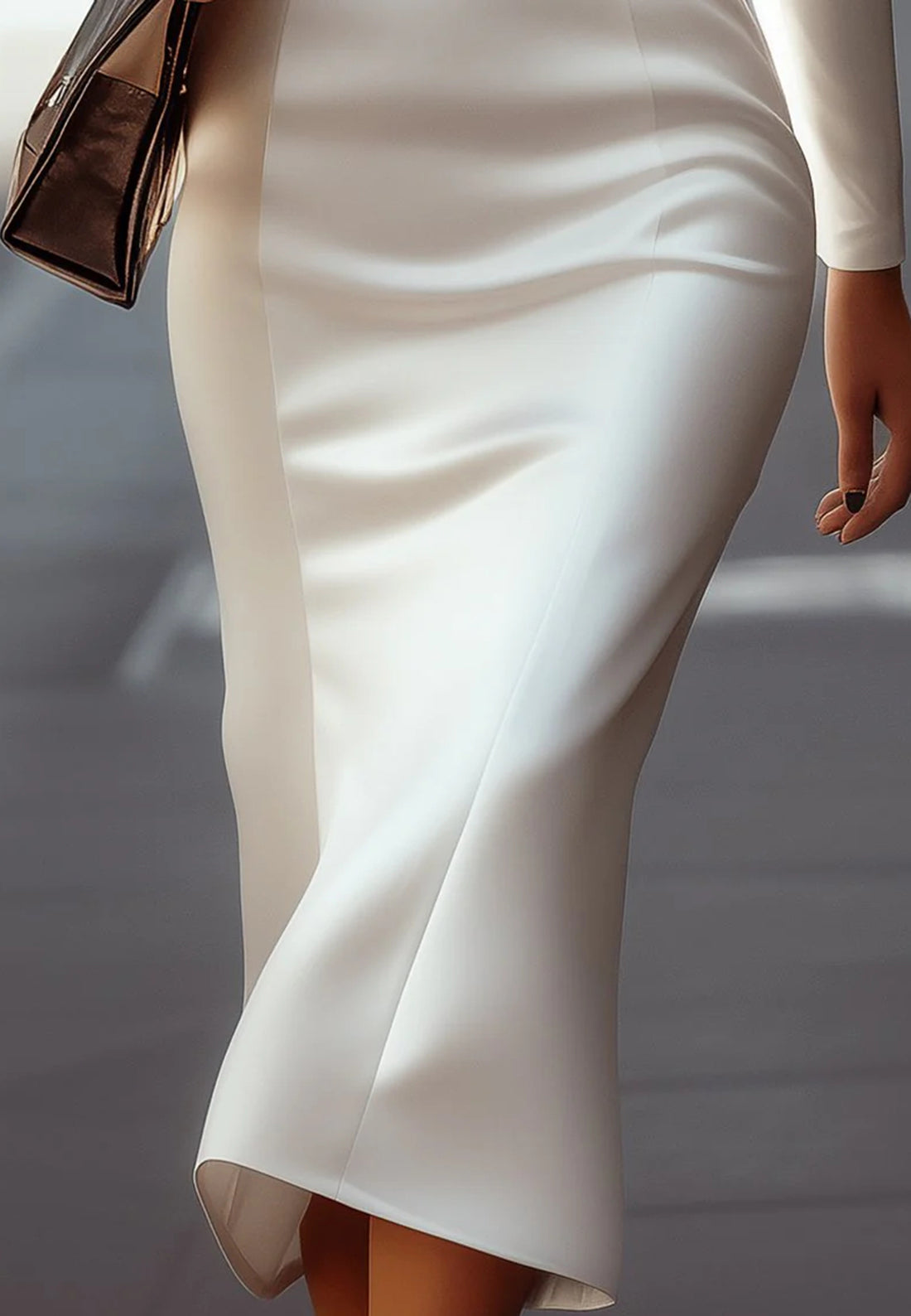 V-Neck Long Sleeves Sleek Mermaid Work Dress