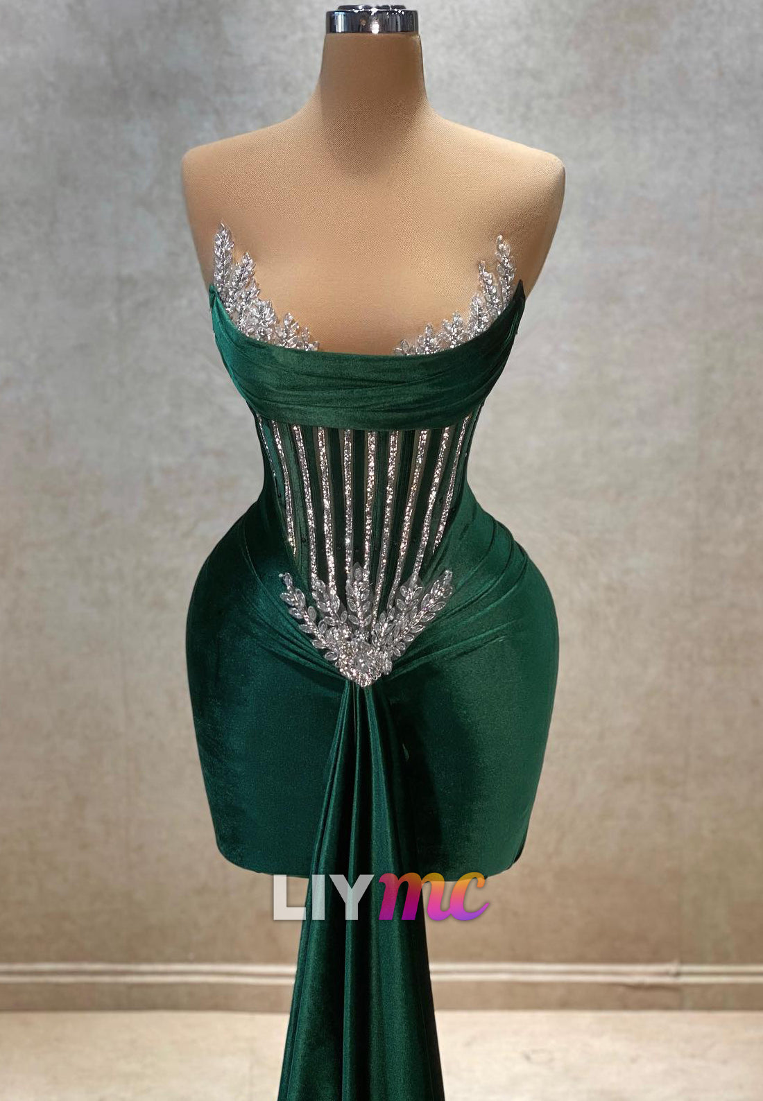 V-Neck Pleated Beaded Fitted Sheath Party Homecoming Dress