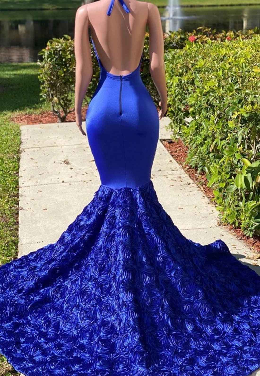 V-Neck Sleeveless Floral Appliques Pleated Mermaid Prom Dress for Black Girls