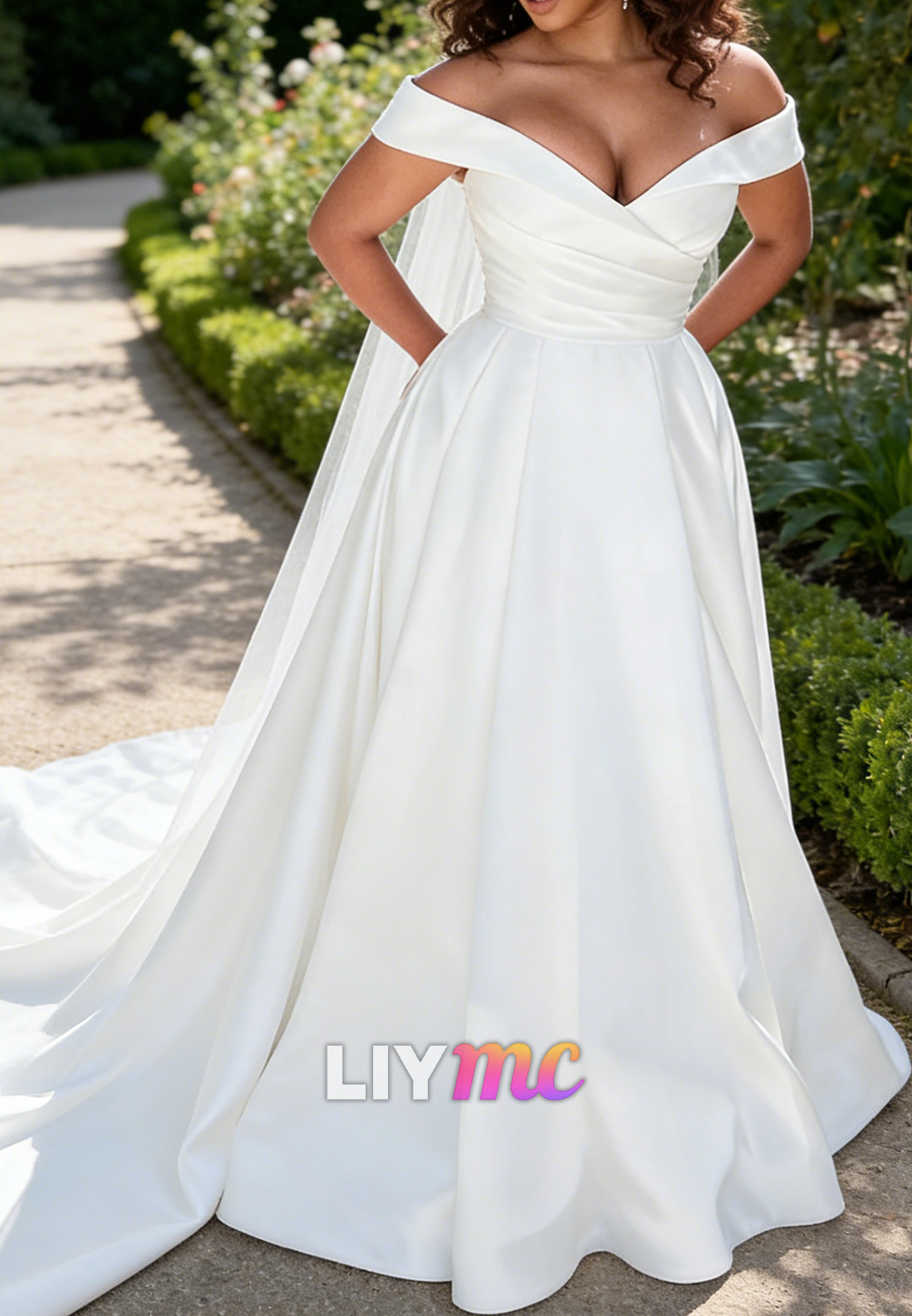 V-Neck Sleeveless Satin A-Line Simple Wedding Dress