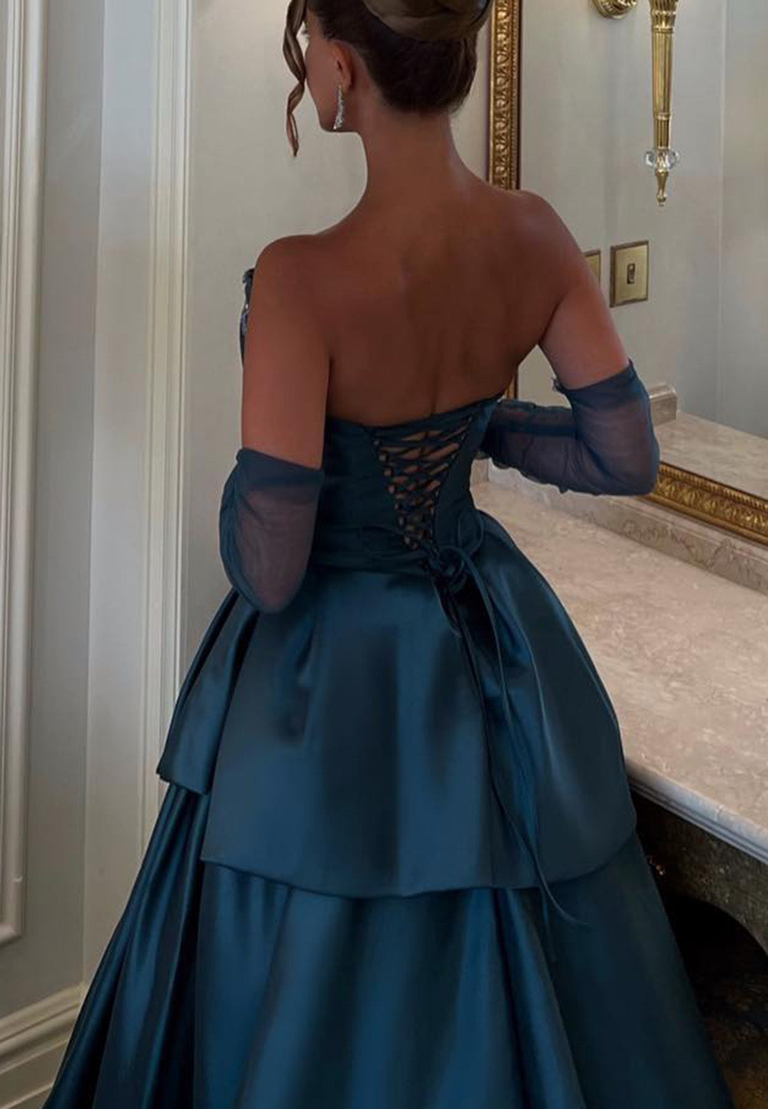 V-Neck Sleeveless Tiered High Low A-Line Prom Dress