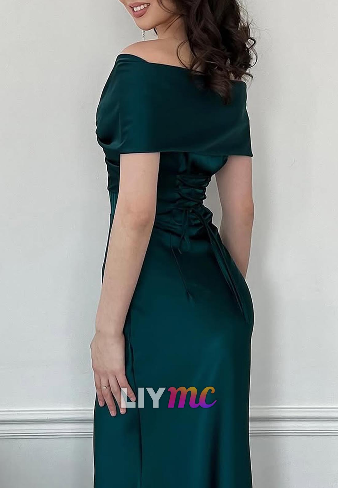 V-Neck Sleeves Fitted Sleek Mermaid Evening Dress