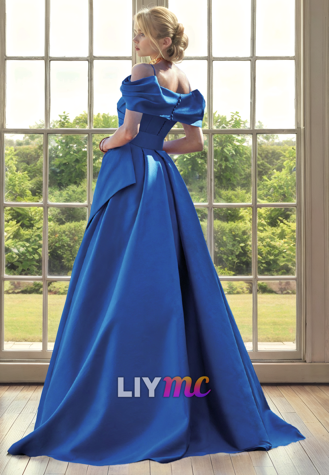 V-Neck Sleeves Sheath Sweep Train Mother of Bride Dress Cocktail Dress