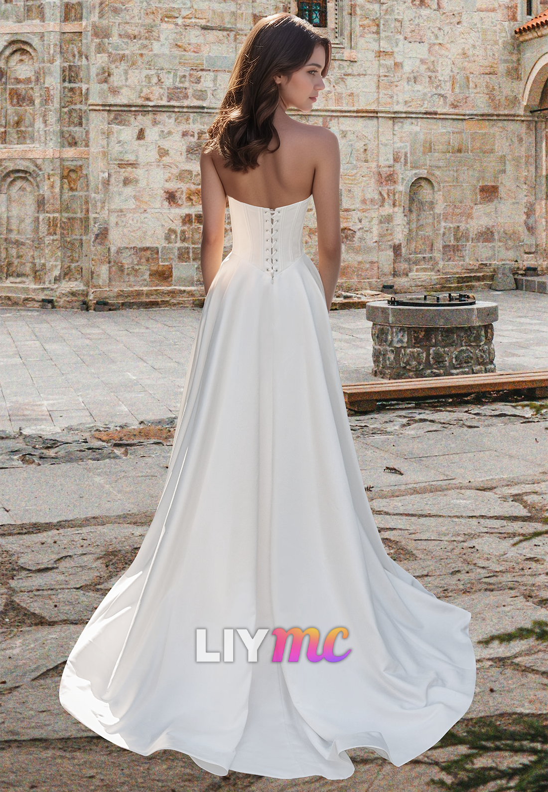 V-Neck Sleevveless Pleated A-Line Wedding Dress
