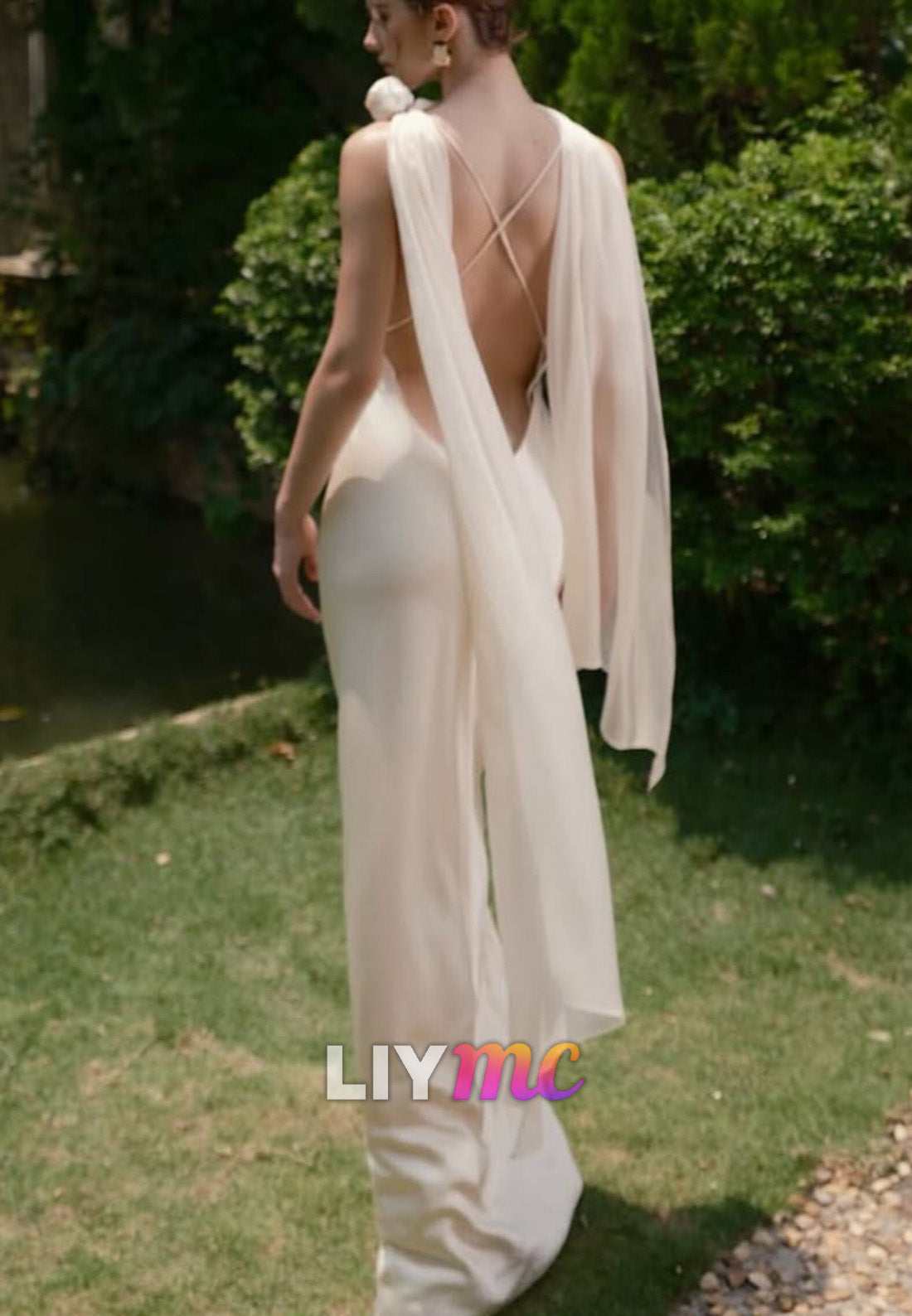 V-Neck Spaghetti Straps Formal Dress Backless Bridesmaid Dress