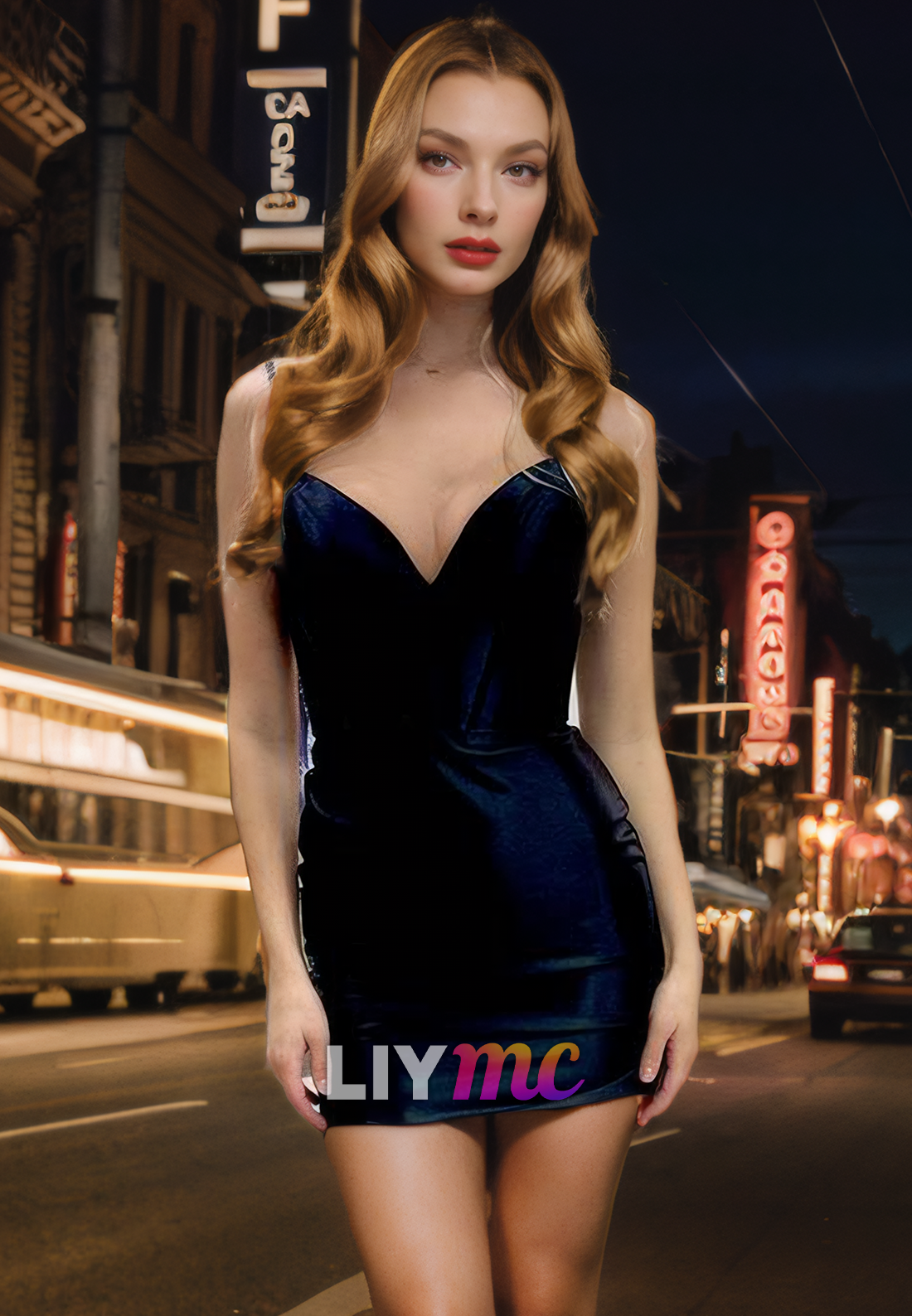 V-Neck Spaghetti Straps Sleek Satin Sheath Short Homecoming Dress