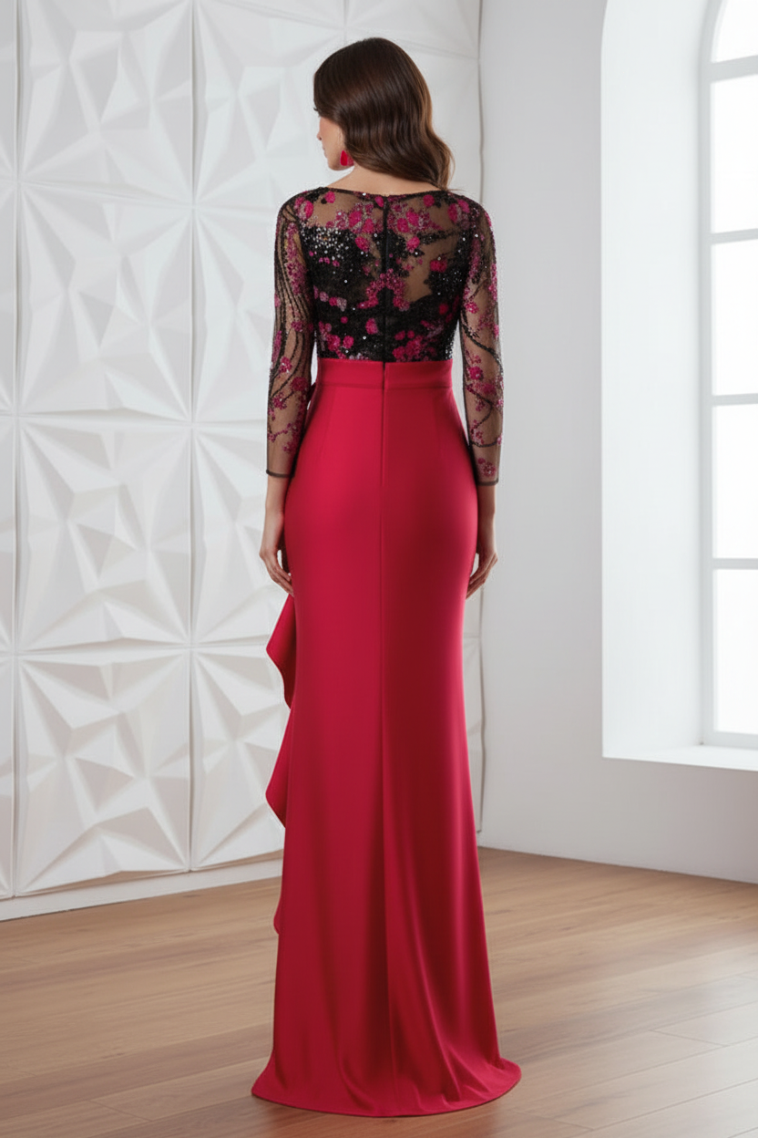 Scoop Dress with Ruffled Appliques Mother of Bride Dress