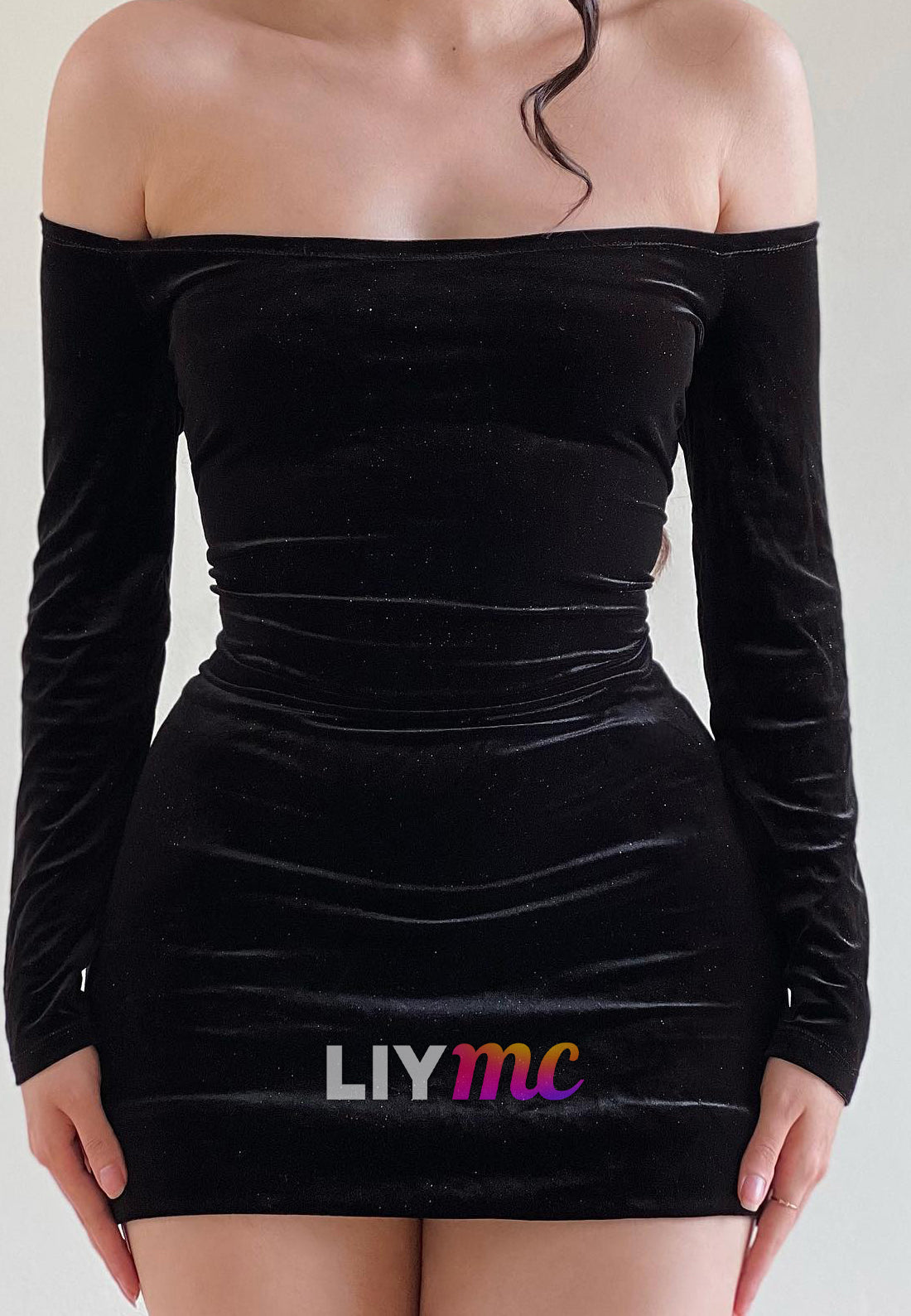 Velvet Long Sleeves Off Shoulder Sheath Party Homecoming Dress