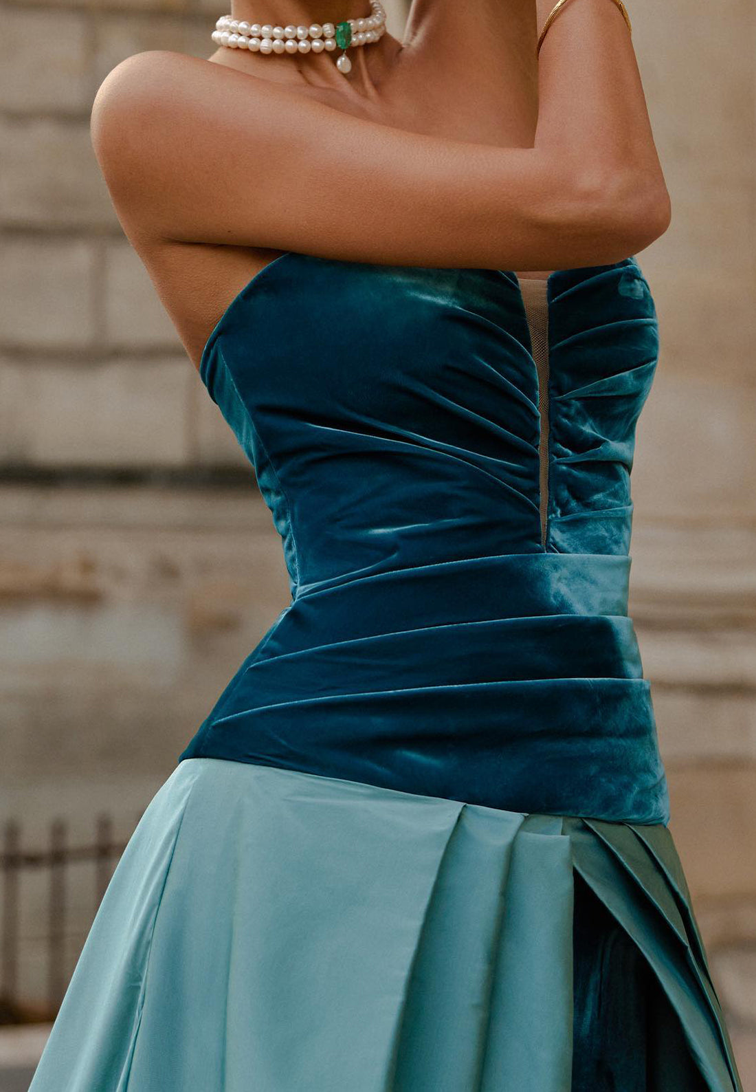 Velvet Sleeveless Sweetheart Pleated Formal Dress A-Line Evening Dress